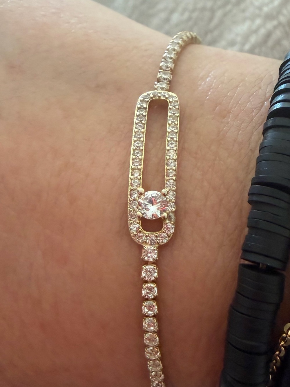 Gold CZ Bracelet, designer inspired. adjustable close. NWOT.